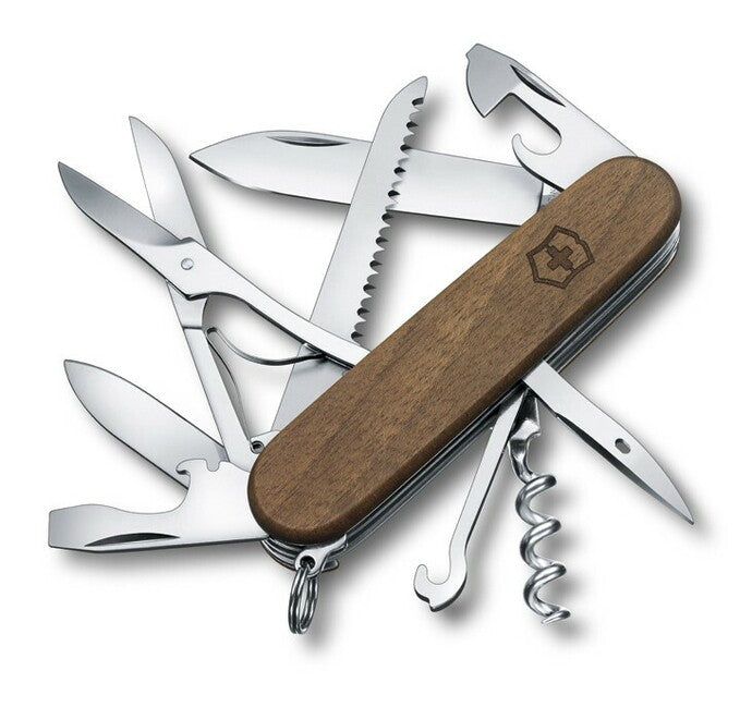 Victorinox Huntsman Wood Πολυλειτουργικό Μαχαίρι 91 mm, Ξύλο Καρυδιάς, 13 Λειτουργίες