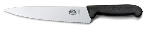 Victorinox Μαχαίρι Σεφ Fibrox Δερμάτινη Λαβή με Δοντωτή Λάμα, Μαύρο