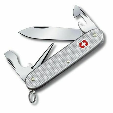 Victorinox Pioneer Alox Πολυλειτουργικό Μαχαίρι 93 mm, Ασημί, Ραβδωτή Λαβή, 8 Λειτουργίες