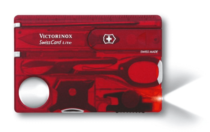 Victorinox SwissCard Lite Μαχαίρι Τσέπης Ruby, Διάφανο Κόκκινο, 13 Λειτουργίες, Blister