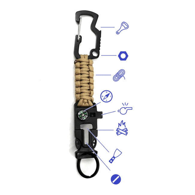WARAGOD Laito paracord survival πολυλειτουργικό μπρελόκ 8 σε 1, πράσινο