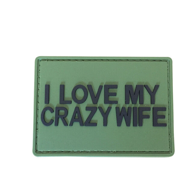 WARAGOD I love my crazy wife PVC κεντητό, πράσινο