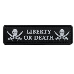 WARAGOD Liberty or Death PVC našitek, črno bela