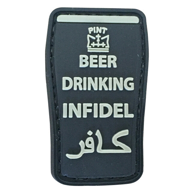 WARAGOD 3D Beer Drinking Infidel κεντητό σήμα, μαύρο, 3x5cm