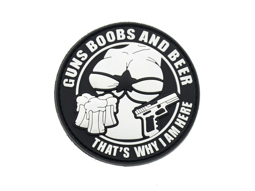 WARAGOD 3D Guns Boobs and Beer That's why I am here κεντητό σήμα 6cm