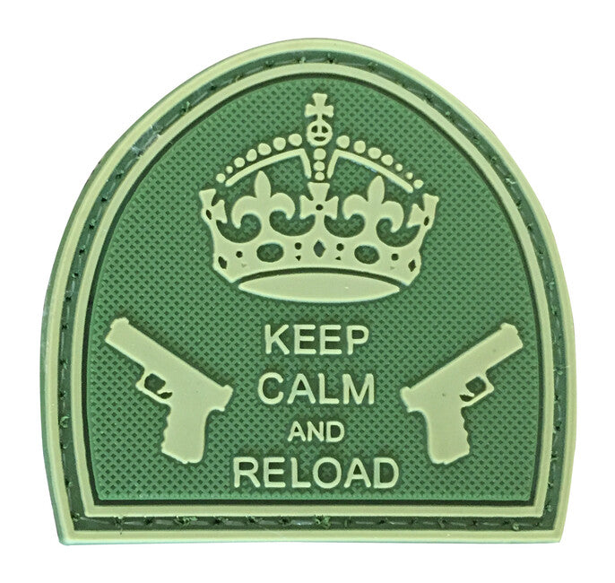 WARAGOD Keep Calm and Reload 3D κεντητό σήμα, λαδί 5cm