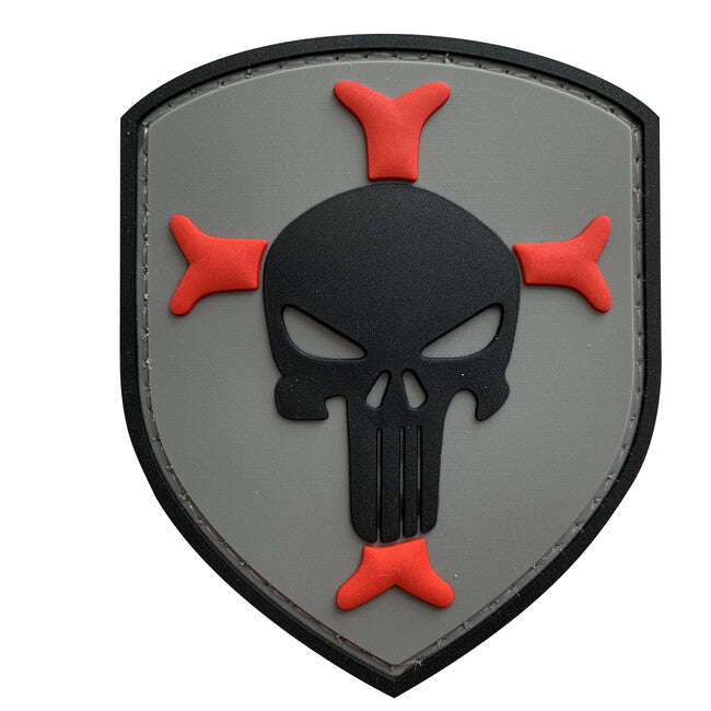 WARAGOD 3D Knights Templar Cross Crusaders with Punisher Κεντήματα 7.5x6cm