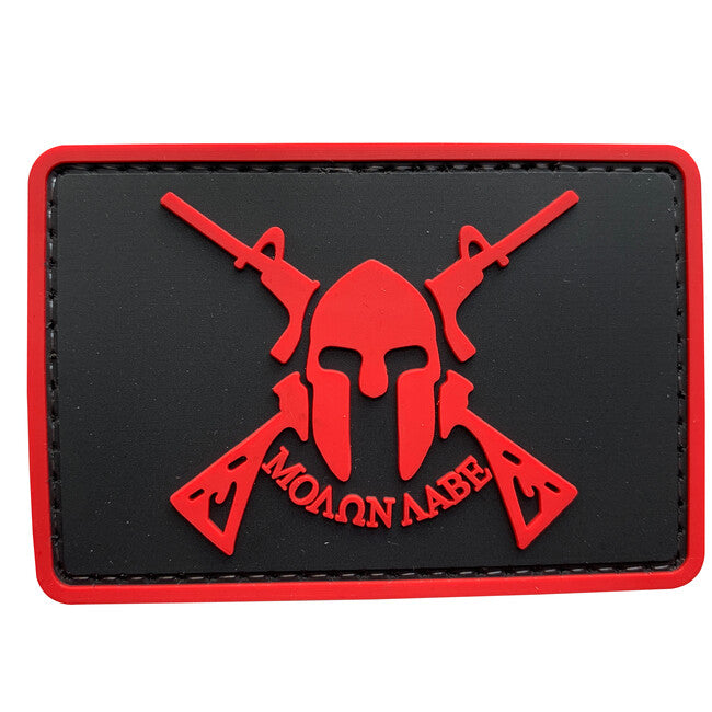 WARAGOD 3D Molon Labe Spartan with Two Rifles κέντημα 7.5x5cm