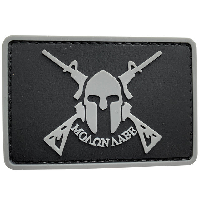 WARAGOD 3D κέντημα Molon Labe Spartan With Two Rifles 7.5x5cm, μαύρο