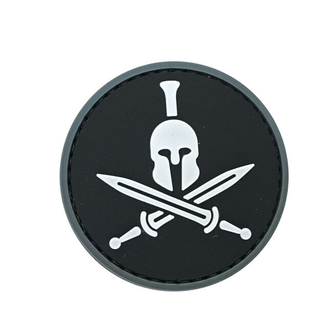WARAGOD 3D Round Spartan Molon Labe κέντημα 6cm, μαύρο