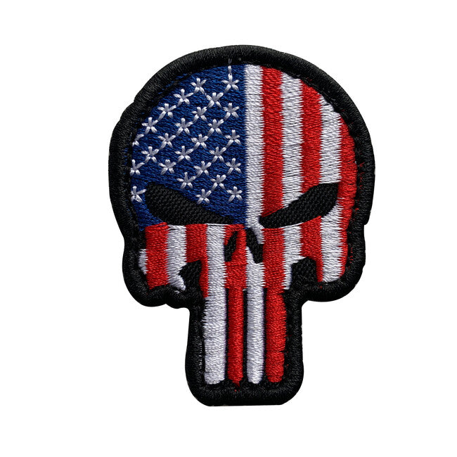 WARAGOD Κέντημα Patriot Punisher US Flag Κονκάρδα 6x4.5cm
