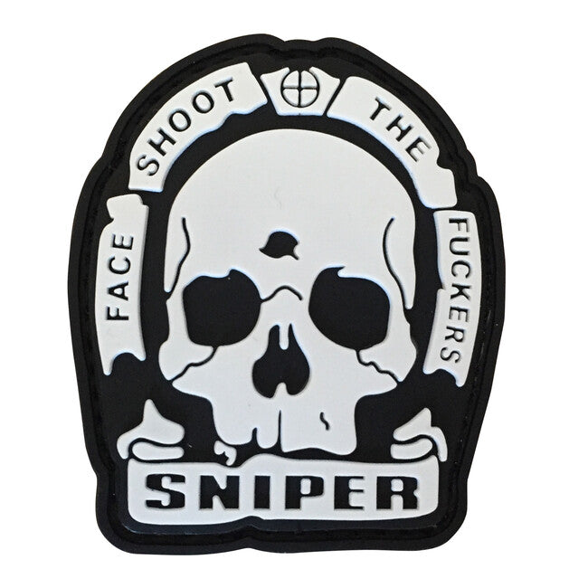 WARAGOD Face Shoot The Fuckers Patch PVC, Μαύρο και Λευκό