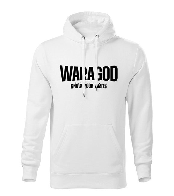 WARAGOD "Know Your Limits" Φούτερ Ανδρικό με Κουκούλα, Λευκό 300g/m2