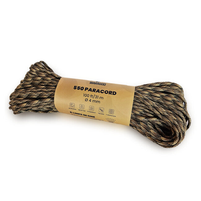 WARAGOD Paracord 550 σχοινί διαμέτρου 4 mm, camo coyote, 31 m