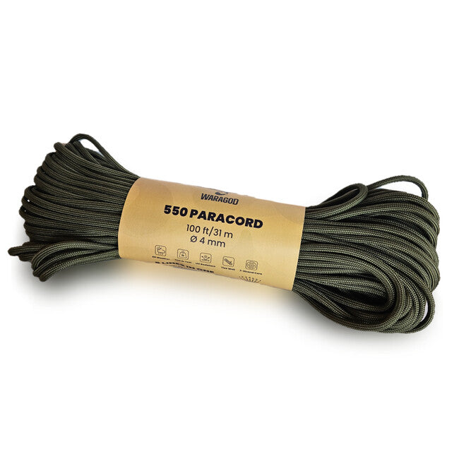 WARAGOD Paracord 550 σχοινί 31 m με διάμετρο 4 mm, πράσινο