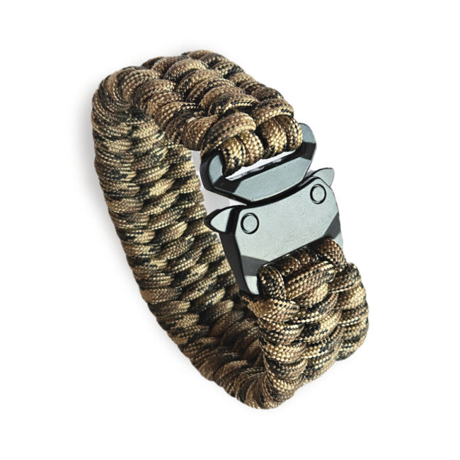 WARAGOD Βραχιόλι Paracord με Μεταλλικό Κλιπ Avär, camo coyote