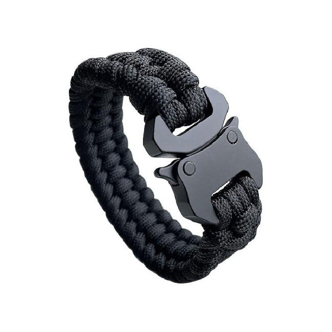WARAGOD Βραχιόλι Paracord με Μεταλλικό Κλιπ Avär, Μαύρο