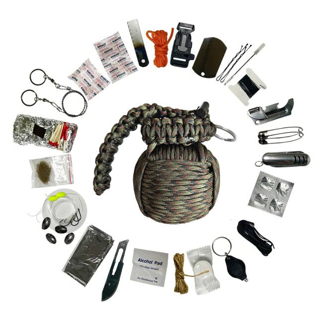 WARAGOD Menel Σετ Paracord Επιβίωσης, camo green