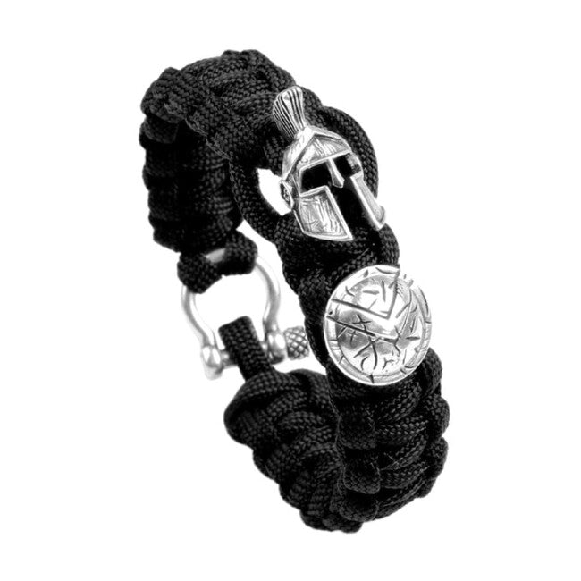 WARAGOD Spartan paracord βραχιόλι με μεταλλική αγκράφα Hanta, μαύρο