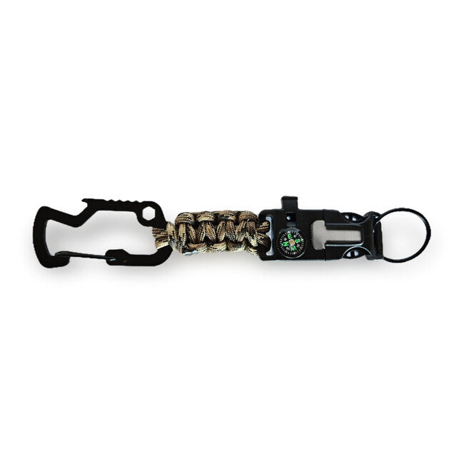 WARAGOD Laito Πολυλειτουργικό Κλειδοθήκη Paracord Survival 8 σε 1, camo coyote