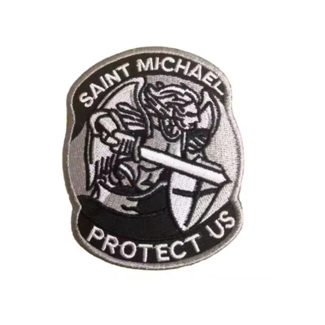 WARAGOD Saint Michael Protect Us κεντητή patches, γκρι
